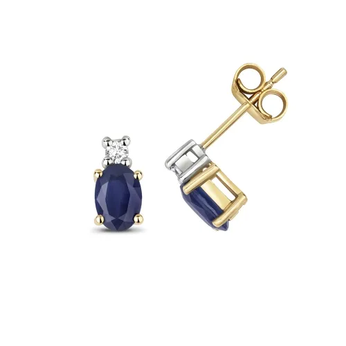 Diamond and Sapphire Stud Earrings